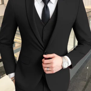 Executive Elite 3‑Piece Formal Suit – Classic Black