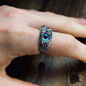 Mystic Owl Eye Statement Ring – Antique Silver Adjustable