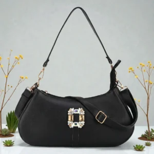 Luxe Curve Embellished Shoulder Bag