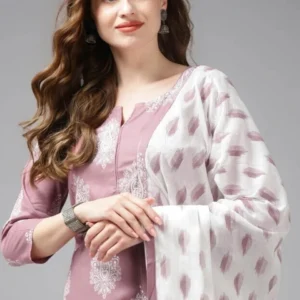 Blush Grace Printed Kurta Set – Pink & Ivory